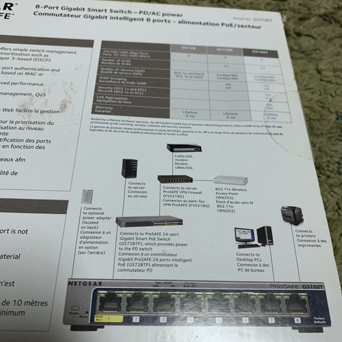 NETGEAR GS108T-200nas 8-Port Gigabit Ethernet Smart Switch New In Box - Picture 4 of 6