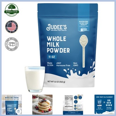 Shelf-Stable Whole Milk Powder for Travel, Camping and Baking - 11 Ounce Pouch