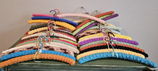 Vintage LOT 54 Hand Crocheted Padded Wire Hangers Granny Core Multicolor
