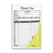 XUEJITECH 50 Sets Thank You Receipt Book with Carbonless Copies, 5.5 x 8.3 in...