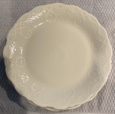 Pioneer Woman Ivory Cowgirl Lace Linen Set of 3 Dinner Plates 10.75  CERP3-946