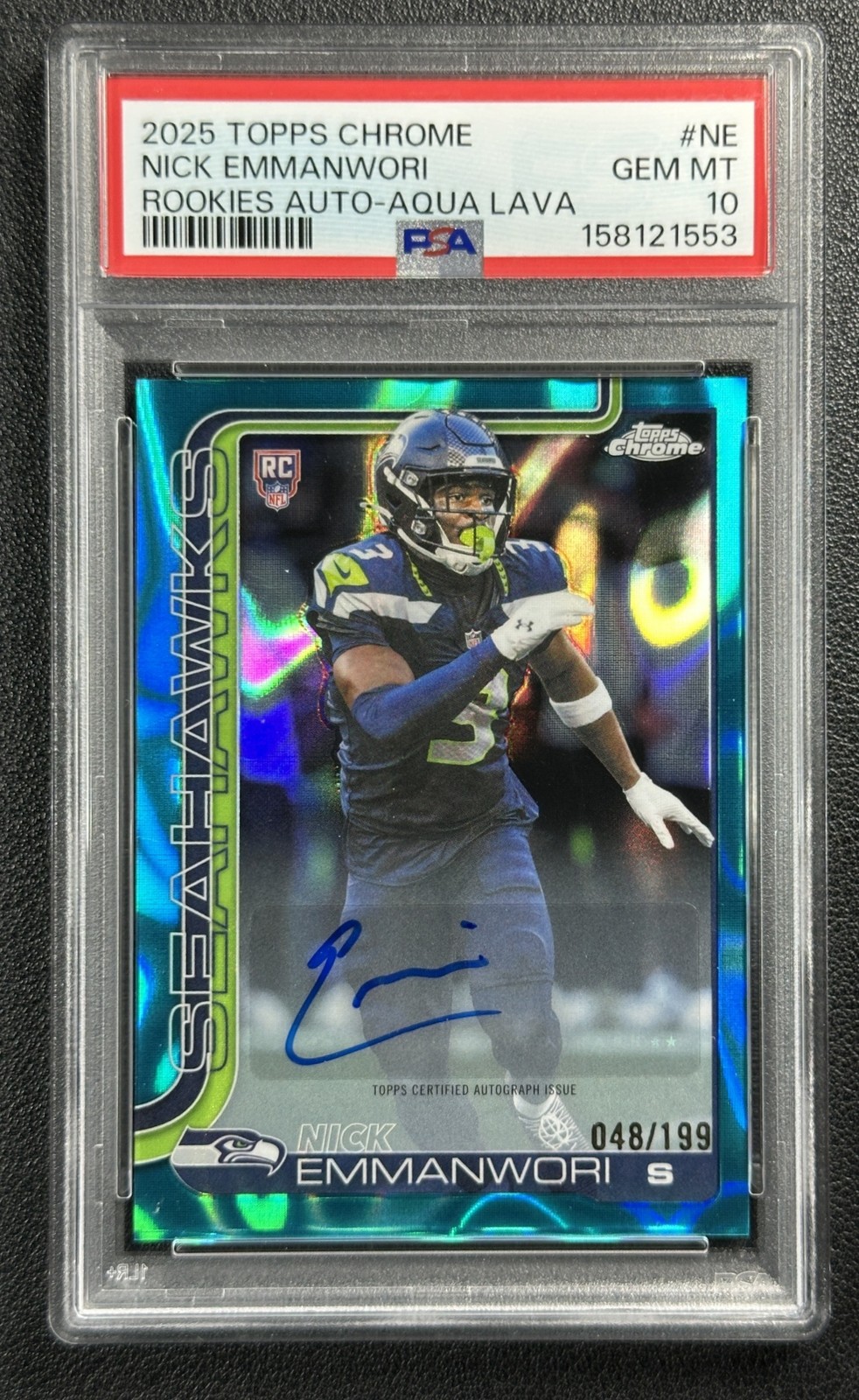 Nick Emmanwori Topps Chrome Rookies Autograph #NE Aqua Lava