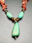 Vintage 925 Sterling Silver Carnelian / Turquoise Beaded Necklace 16.5”-18” Adj — photo 3