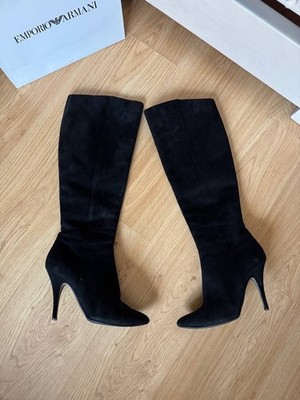 Bally Women Black Suede Knee High Boots Size  EU 38 - Heeled Boots