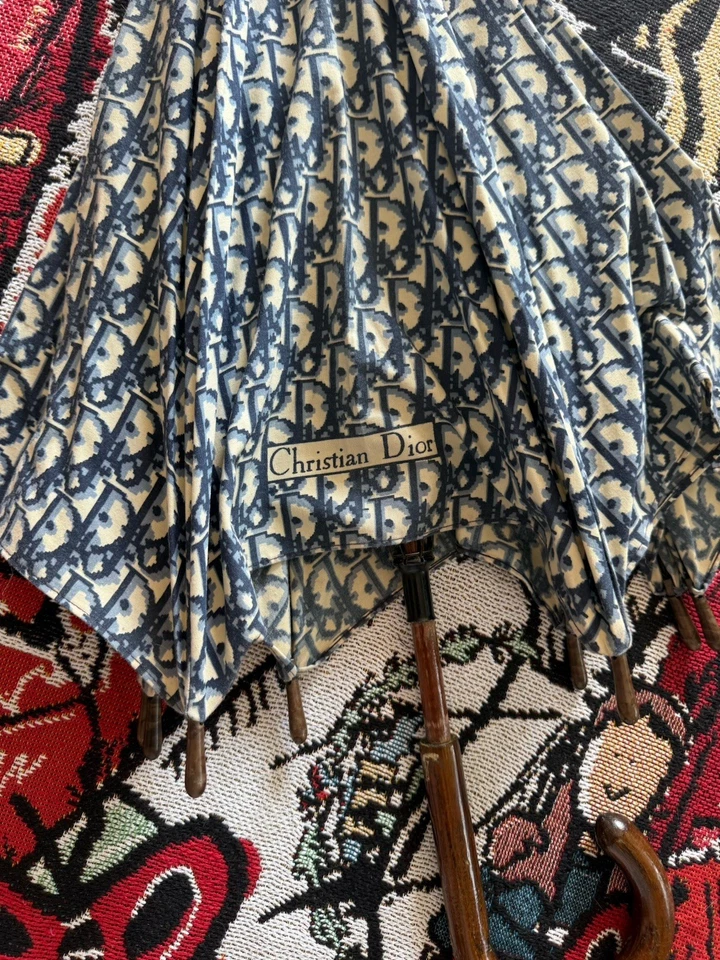 Vintage Christian Dior Monogram Umbrella Logo Wooden Handle - Image 4 of 4