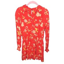 Free People Ruthie Floral Print Smocked Waist Button Down Long Sleeve Dress XS