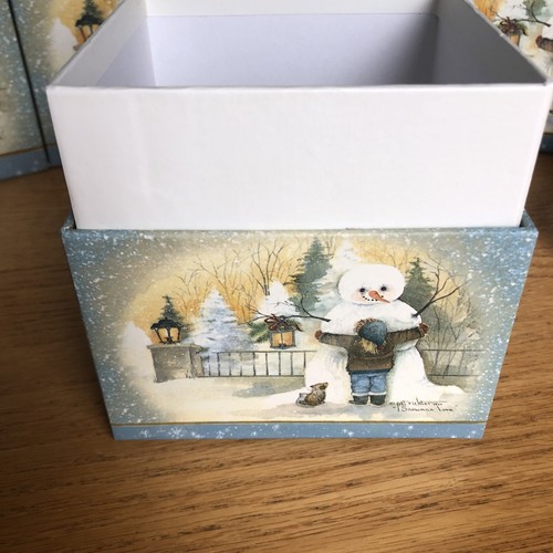 7-Pat Richter Longaberger Nesting Box Set Stacked Storage “Snow Love” 2000 Rare! - Picture 6 of 12