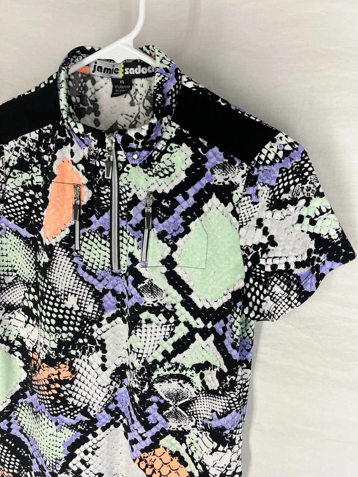 Blusa de treino Jamie Sadock feminina gola curta ajustada preta tamanho XS - Imagem 2 de 4