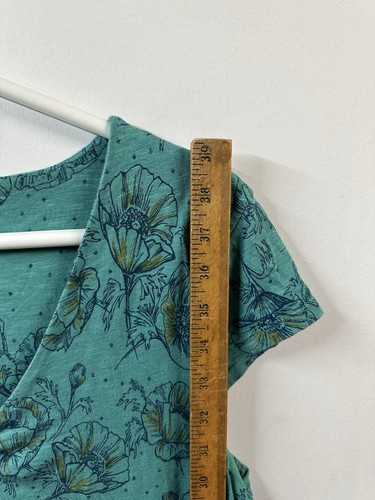 Toad & Co. Short Sleeve Dress Size L Organic Cotton Green Floral - Picture 5 of 5