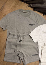 Fear of God Essentials 2 Piece Set T Shirt Shorts Black Grey New Oversized