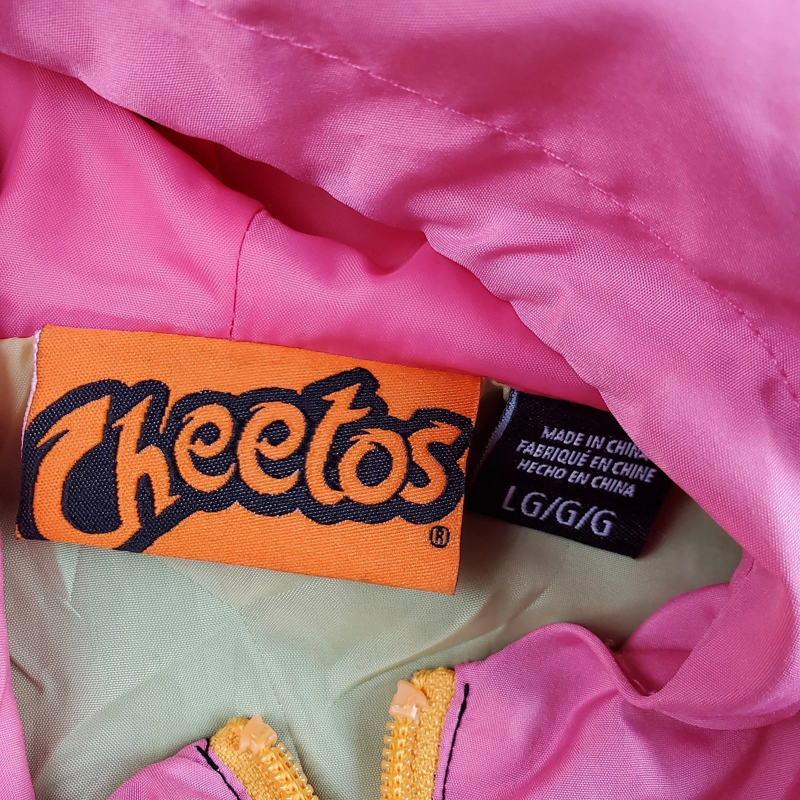 Cheetos Jacket Mens L Black Windbreaker 1/4 Zip Pullover Hooded Chester Cheetah - product detail image 9