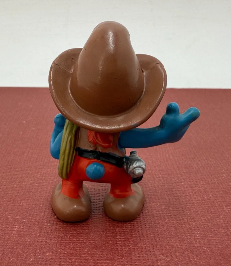 Vintage Peyo 1981 ☆ Smurfs ☆ Cowboy Smurf Figure #20122 Foto 3 de 4