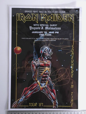 Iron Maiden Signed A4 Tour 87 Poster Bruce Dickinson Steve Harris Dave Murray CO - Image 1 of 4