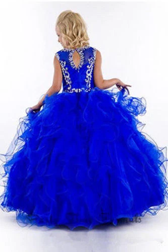 Vestido azul satinado con cuentas bautizo niña flor con cuentas graduación cumpleaños baile Foto 2 de 4