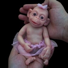 Monkey Silicone Doll Baby Reborn 7” Inch Micro Mini Preemie Lifelike Realistic