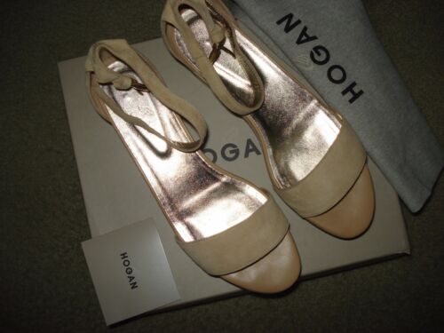 HOGAN Sandalo Angle Strape Beige Suede Flatforms Size EU 39.5