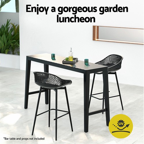 Gardeon 2PC Outdoor Bar Stools Plastic Metal Dining Chair Patio Furniture Garden - Picture 4 of 7