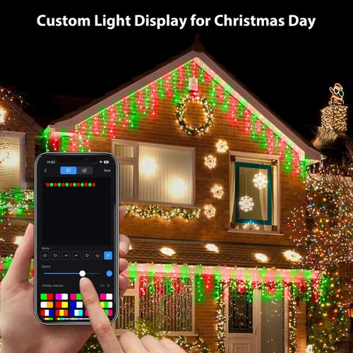 Icicle Christmas Lights Outdoor, 66ft 640 LED Icicle Lights for Outside, Plug in - Picture 17 of 19