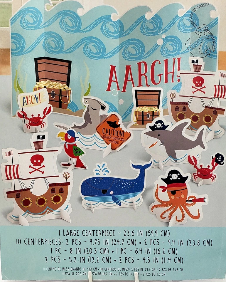Pirate ☠ AARGH Table Decorating Kit Ahoy Center Piece Birthday Party Kids  - Image 3 of 4