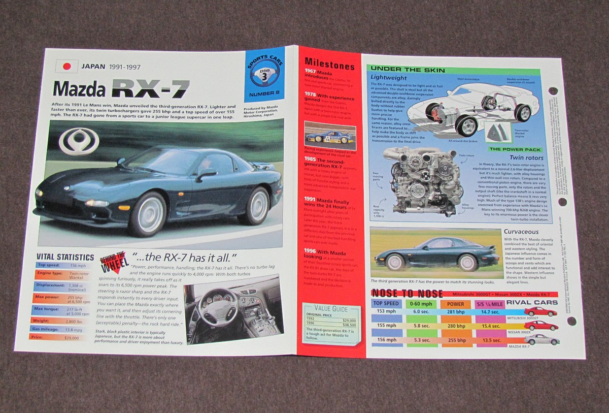 1991-1997 MAZDA RX-7 (1993) Car SPEC SHEET BROCHURE PHOTO BOOKLET