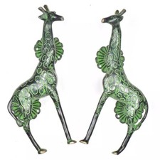Set Di 2 Aspetto Antico Ottone Decorativa Verde Colore Giraffa Maniglia