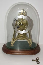 Antique English Fusee Skeleton Clock Complete with Glass Dome 8-Day Timepiece