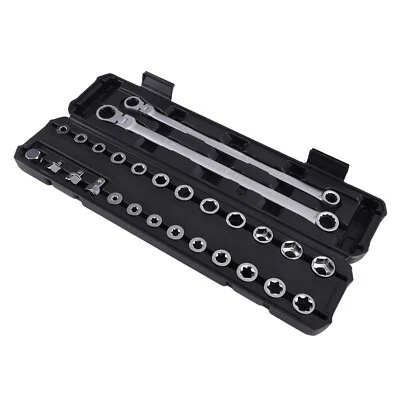 BFO 27pc Extra Long Flex Head Ratcheting Wrench Set 8-22mm 25 Sockets Steel Tools