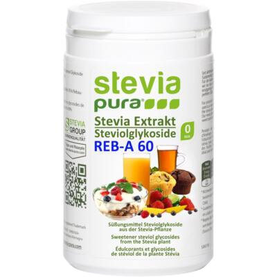100% reines Stevia Extrakt aus mind. 60% Rebaudiosid A Steviosid Pulver 100g