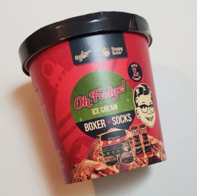 A Christmas Story Mens Fudge Boxer Brief & Socks in Ice Cream Gift Box Set S-XL