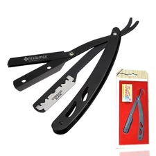 Professional Barber Hair Shaving Razor Straight Edge Folding +11 Blades