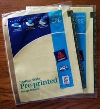 2 Avery Leather Style Pre-printed Black Tab Dividers Jan-Dec