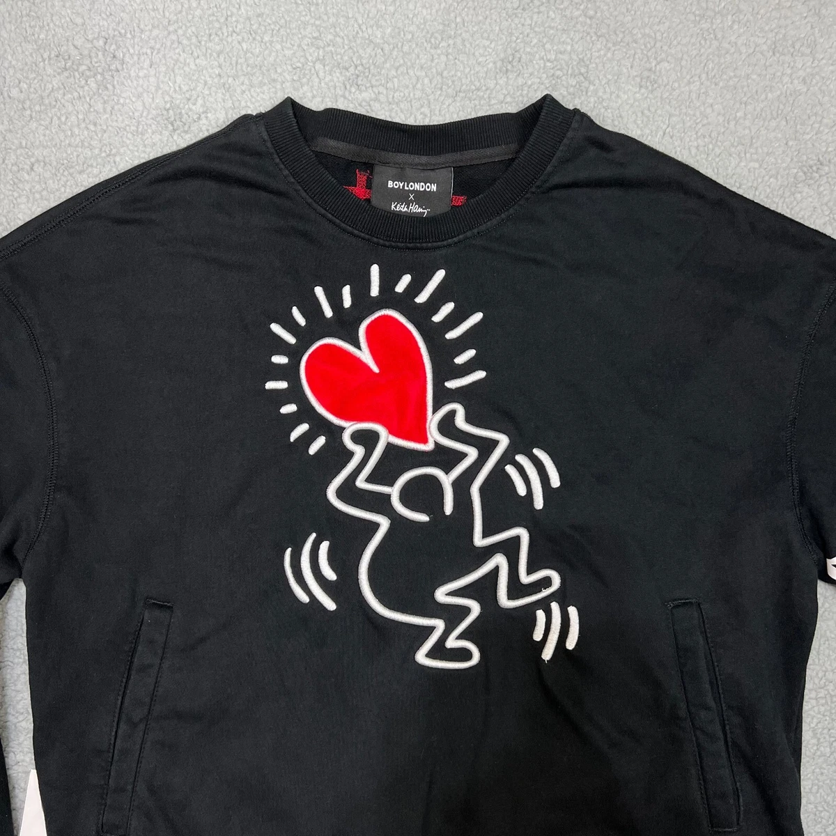 BOY London Keith Haring Sweater Mens Small S Black Red Logo