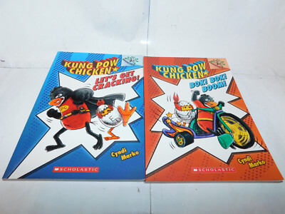 2 x Kung Pow Huhn Bücher von Cyndi Marko PB 1&2 Let's Get Cracking Buch Boom