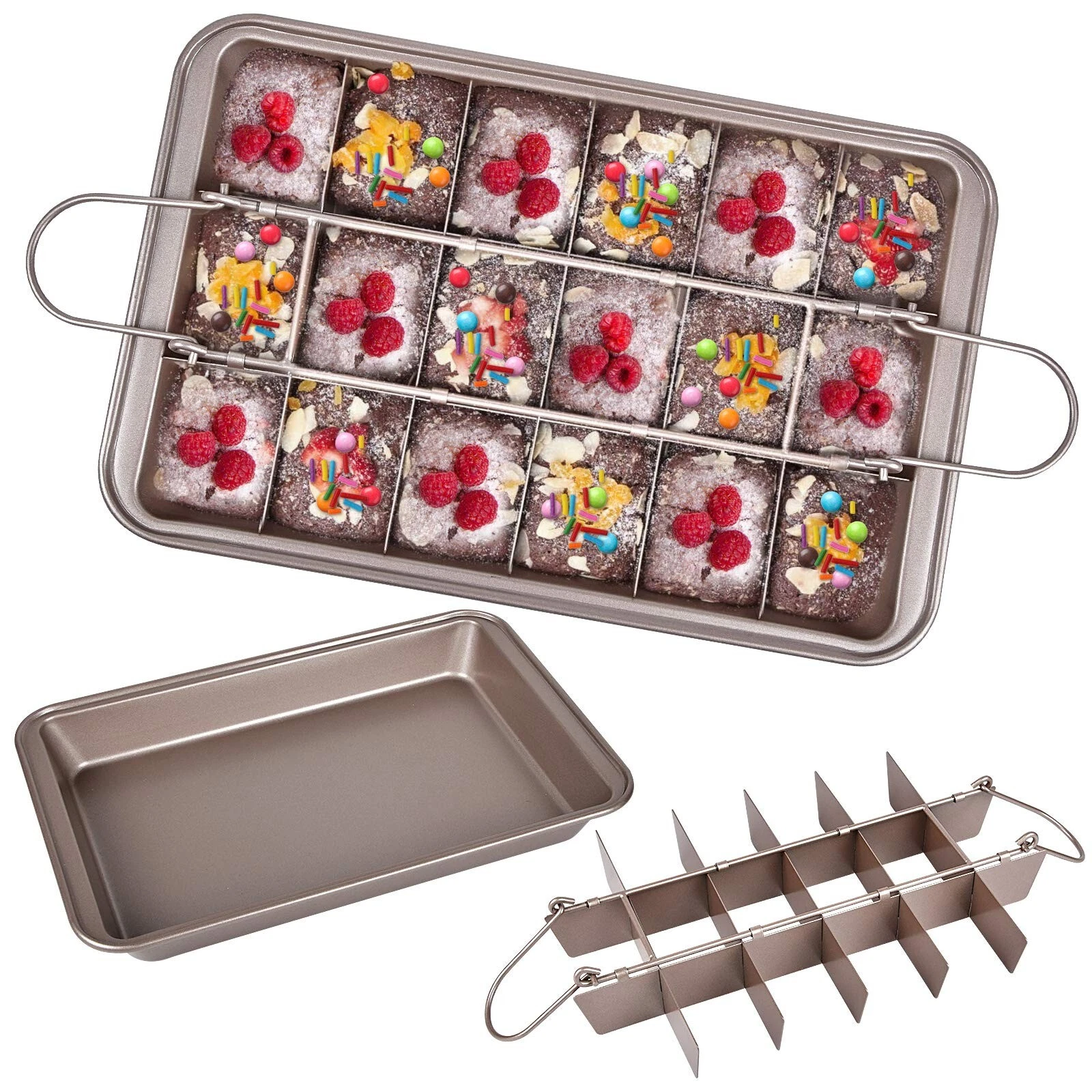 Brownie Pans with Dividers, Non Stick Brownie Baking Pans, Baking Pan with Bu...