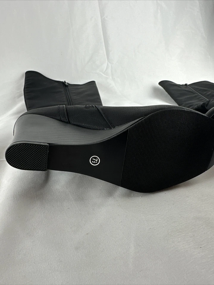 Botas de cuña Journee Collection LANGLY para mujer punta redonda media pantorrilla negras talla: 7,5 Foto 3 de 4