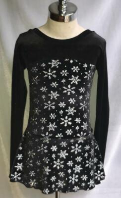 Black Silver Snowflakes Figure Skating Ice Skating Competition Dress Test Dress