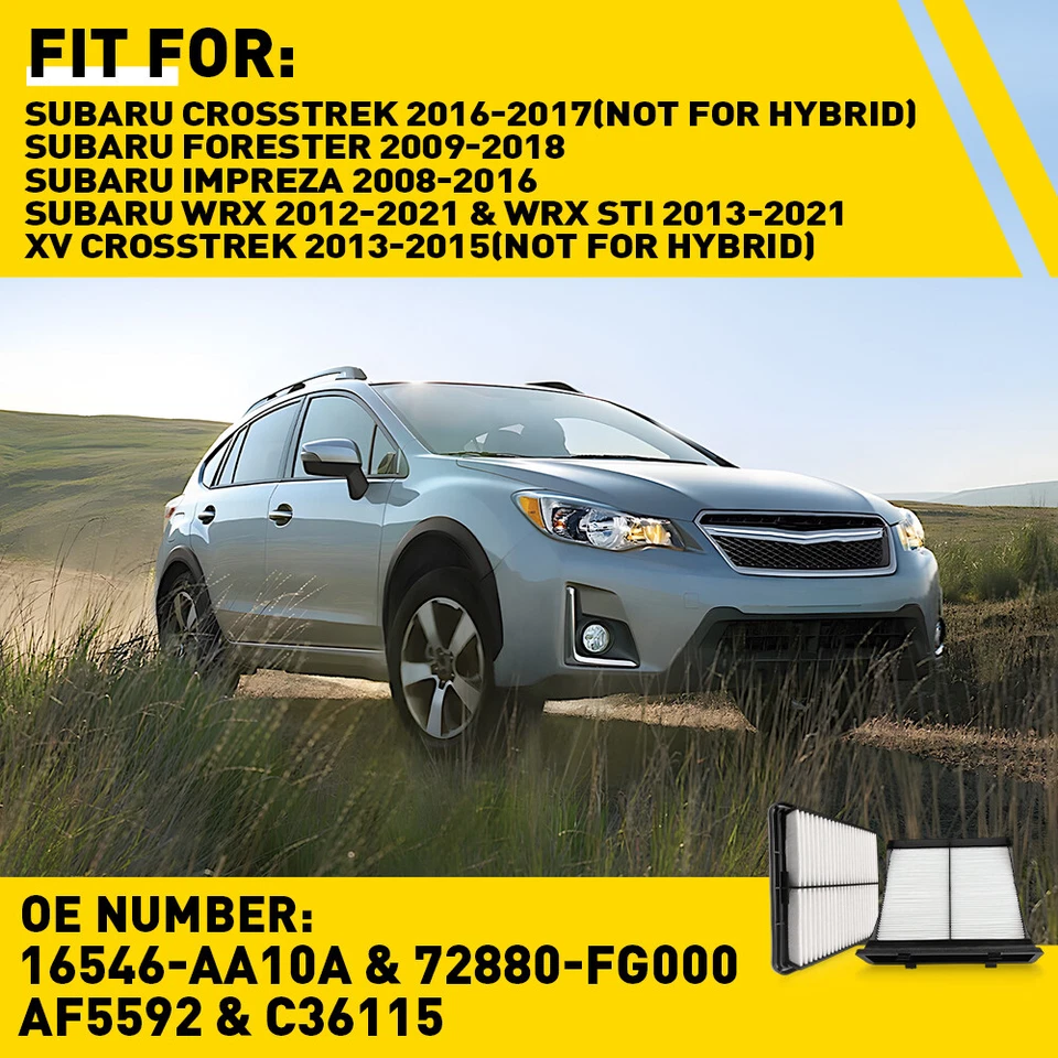 2x Combo de filtro de motor de aire y cabina para Subaru Forester 2009-2018 WRX STI 2013-2021 Foto 2 de 4