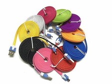 3 FT braided Flat Micro USB Charging cable for Android Devices Samsung, LG