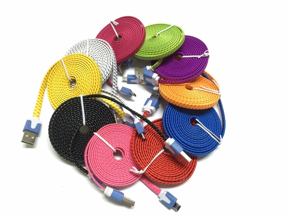 Cable de carga rápida micro USB plano trenzado de 10 pies para dispositivos Android Samsung, LG Foto 2 de 2