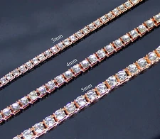 1 Row Tennis Necklace Rose Gold Plated Choker Cubic Zirconia Chain 3-5mm