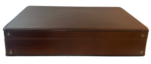 TUMI Brown LEATHER Attache Business BRIEFCASE Locking Hard Case 4” VTG Exucitive - Picture 9 of 22