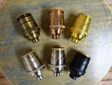 Solid Brass Uno Threaded Keyless Light Socket, Shade Fitter Sold Separate, Lamps