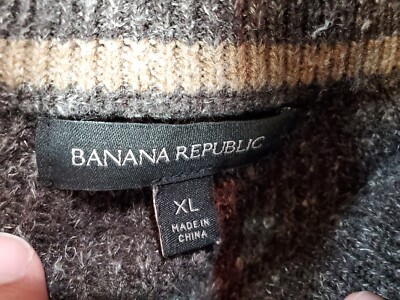 その他 yrn Banana Republic Sweater Mens Extra Large Gray Wool Linen Henley