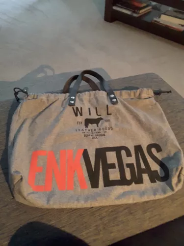 Will Leather Goods Canvas Gray Tote Bag Leather Handles ENK VEGAS