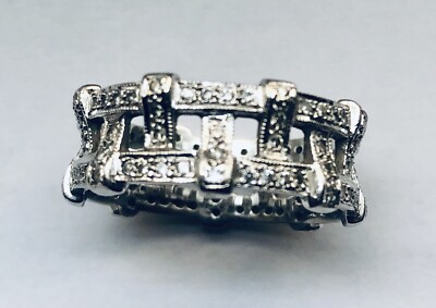 Toller 14k Weißgold Korbgeflecht 1,83 ct Diamant Ehering Größe 9,5