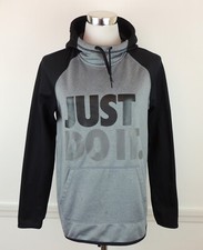 Nike Therma Fit S Gray Black Hoodie Jacket JUST DO IT Spellout