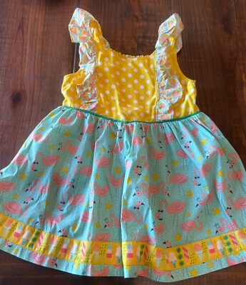 Wild flowers clothing Co Girls Size 8 Ruffle Flamingo Top Sleeveless