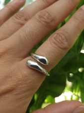 Handmade Sterling Silver Teardrop Adjustable Ring Womens Girls Birthday gift