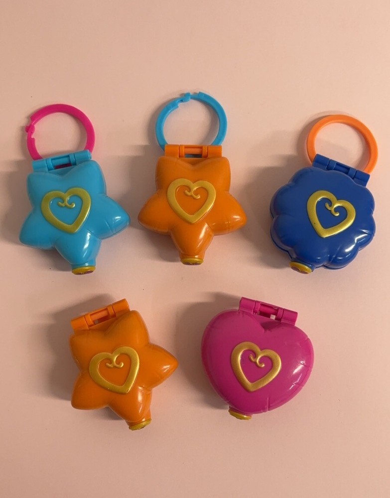 5 Polly Pocket Lot Mattel Mini Doll 2017 Compact Set Ring Dolls INCOMPLETE