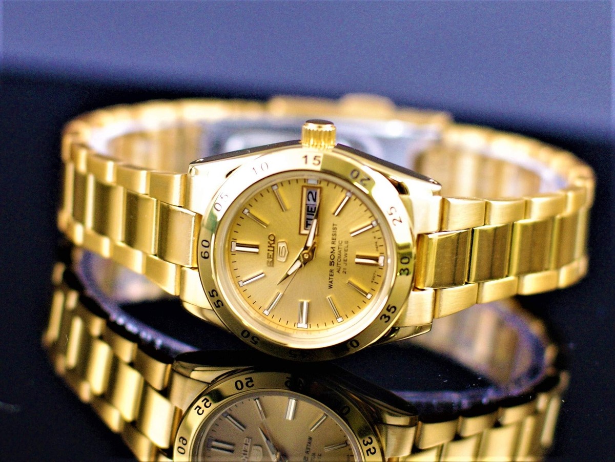 SEIKO 5 Sports Automatic Gold Dial Ladies Watch SYMG44K1 50M Water